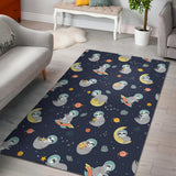 Cute Sloth Astronaut Star Planet Rocket Pattern Area Rug