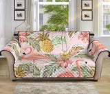 Pink flamingo birds pineapples hibiscus flower pattern Sofa Cover Protector