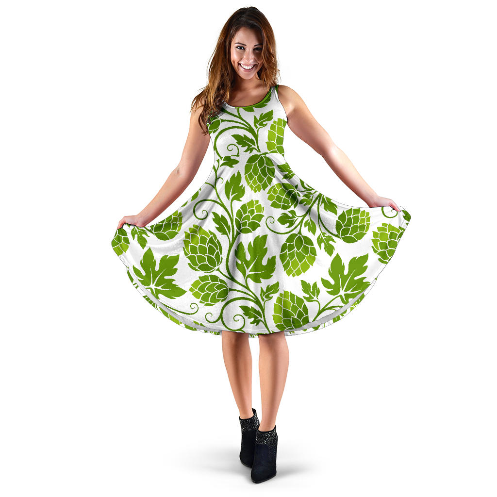 Hop Design Pattern Sleeveless Midi Dress