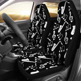Saxophone Music Notes Treble Clef Black White Theme  Universal Fit Car Seat Covers