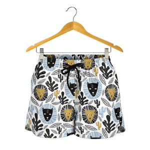 Lion Pattern Print Design 05 Women Shorts