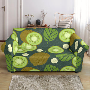 Whole Sliced Kiwi Leave And Flower Loveseat Couch Slipcover