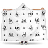 Cute French Bulldog Paw Pattern Hooded Blanket