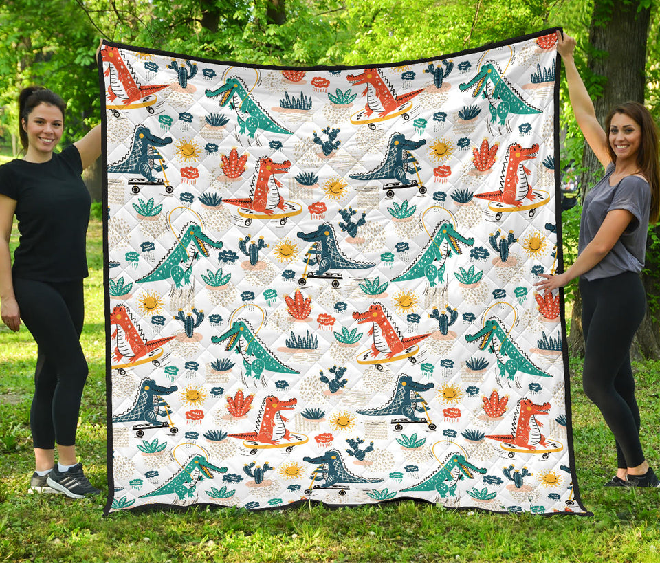 Cute Crocodile Pattern Premium Quilt