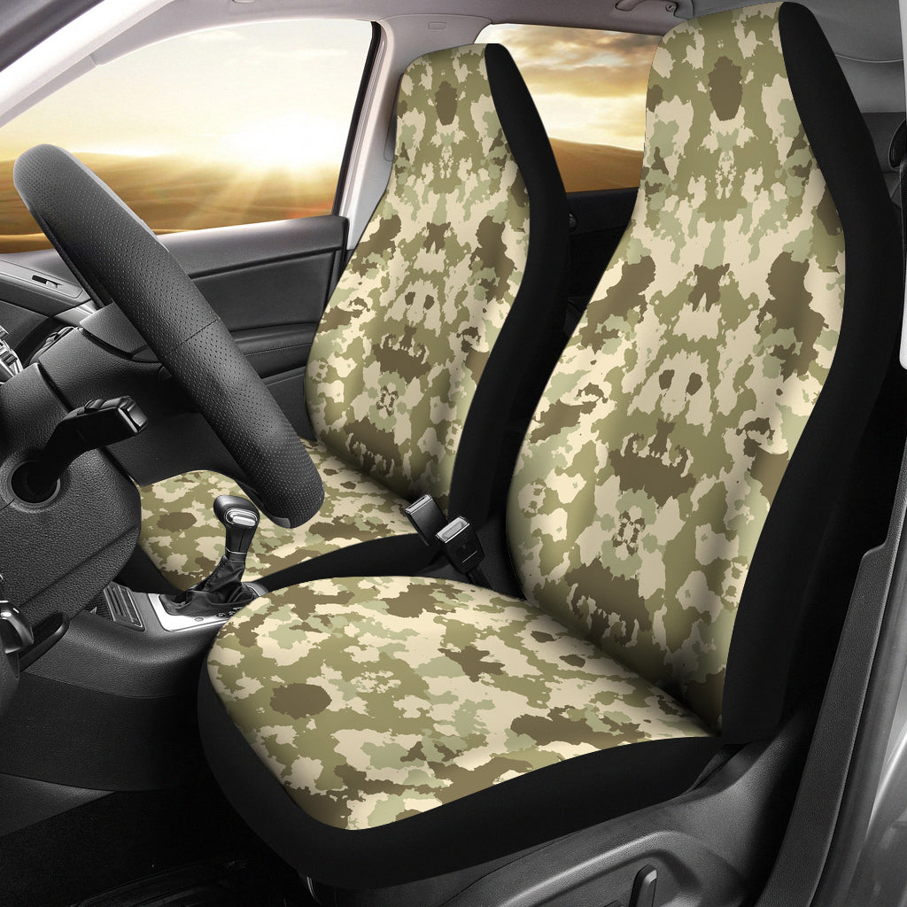 Light Green Camo Camouflage Pattern  Universal Fit Car Seat Covers