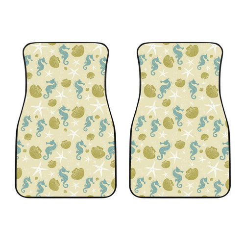 Seahorse Shell Starfish Pattern Background Front Car Mats