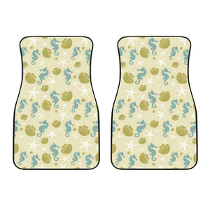 Seahorse Shell Starfish Pattern Background Front Car Mats
