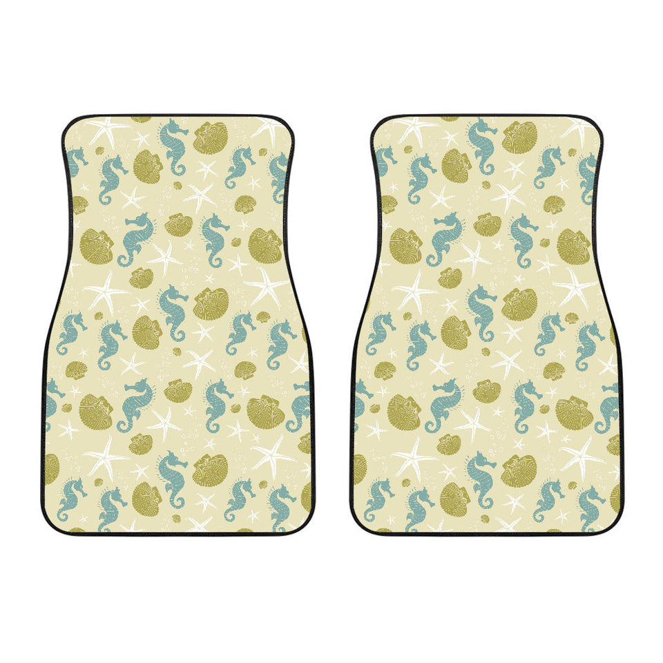 Seahorse Shell Starfish Pattern Background Front Car Mats