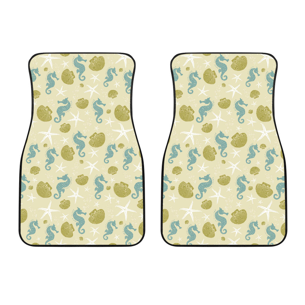 Seahorse Shell Starfish Pattern Background Front Car Mats