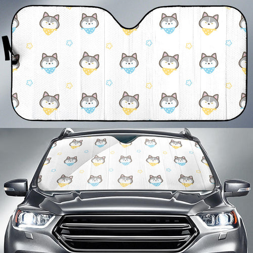 Cute Siberian Husky Pattern Car Sun Shade