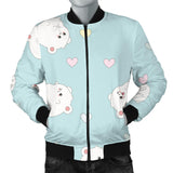 White Cute Hamsters Heart Pattern Men'S Bomber Jacket