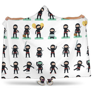 Cute Ninja Katana Sword Pattern Hooded Blanket