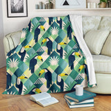 Toucan Tropical Leaves Design Pattern  Premium Blanket