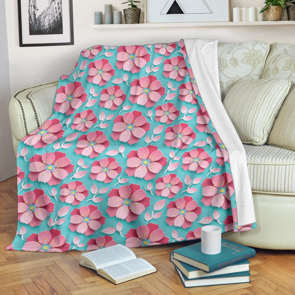 3D Sakura Cherry Blossom Pattern Premium Blanket