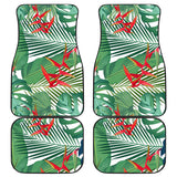Heliconia Palm And Monstera  Leaves Pattern Front And Back Car Mats