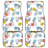 Siberian Husky And Colorful Circle Pattern Front And Back Car Mats