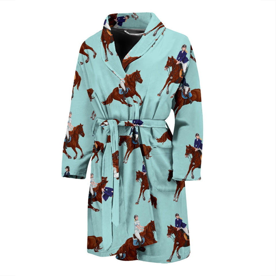 Horses Running Horses Rider Pattern Men'S Bathrobe