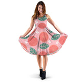 Grapefruit Leaves Flower Pink Background Sleeveless Midi Dress