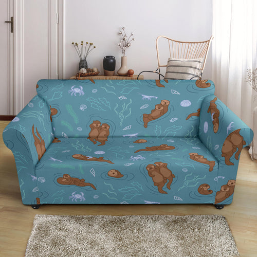 Sea Otters Pattern Loveseat Couch Slipcover