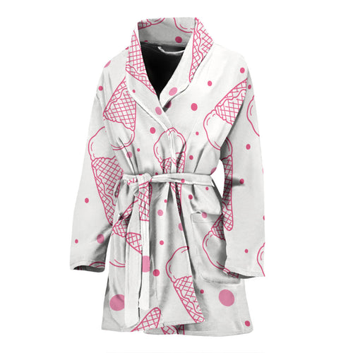 Hand Drawn Ice Cream Pattern Women'S Bathrobe