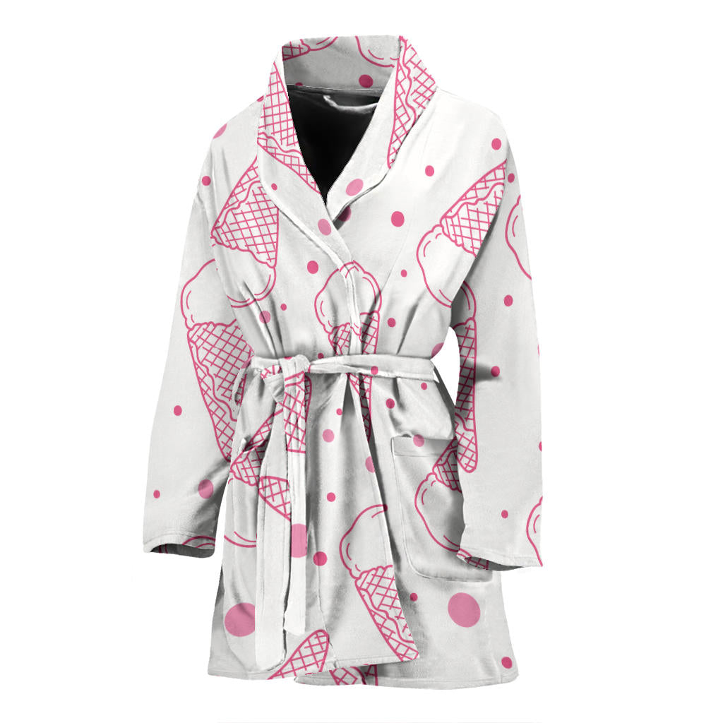 Hand Drawn Ice Cream Pattern Women'S Bathrobe