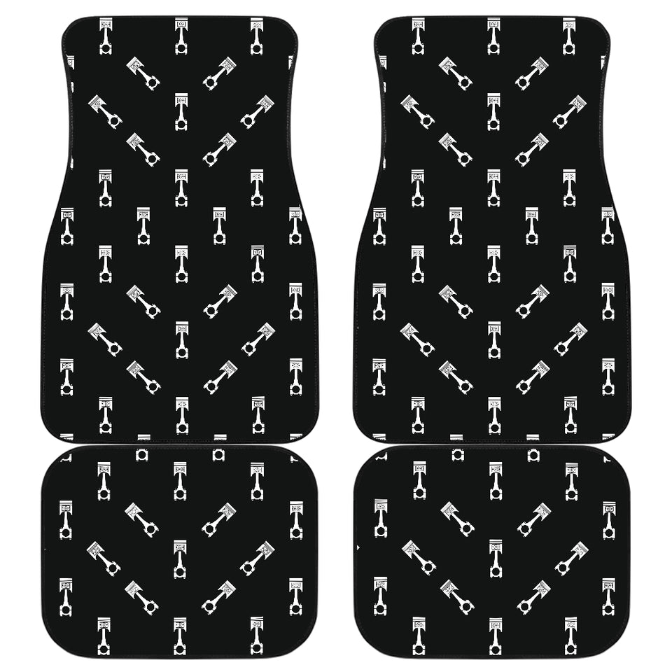 Engine Piston Black Theme Pattern Print Design 03 Front and Back Car Mats