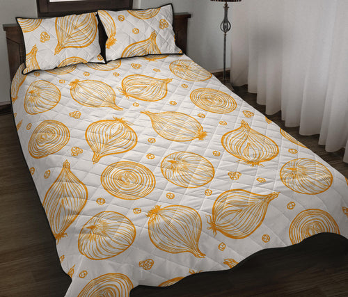 hand drawn onion pattern Quilt Bed Set