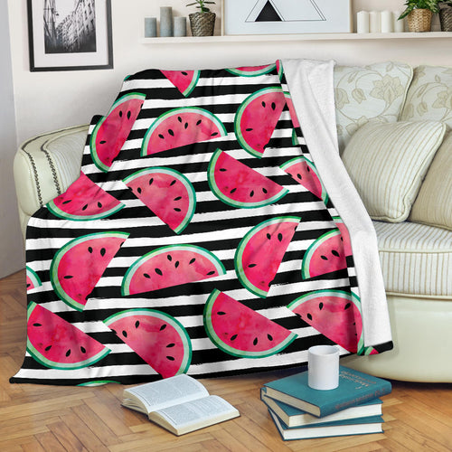Watercolor Paint Textured Watermelon Pieces Premium Blanket