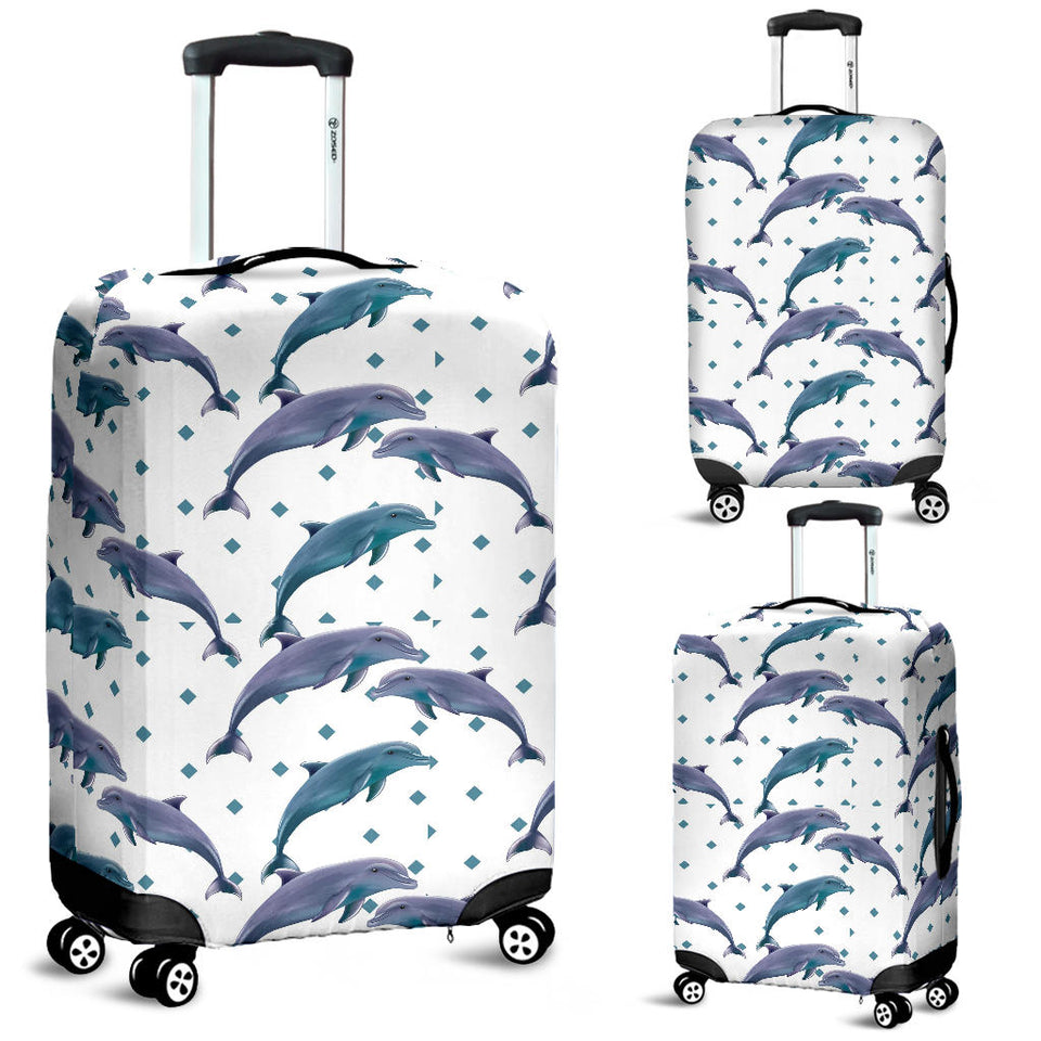 Dolphins Pattern Dotted Background Luggage Covers