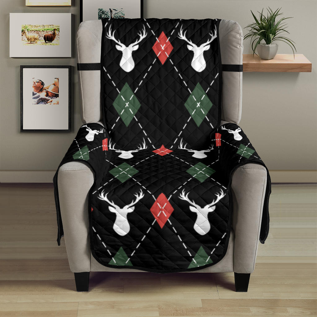 Deer Christmas new year pattern argyle Chair Cover Protector