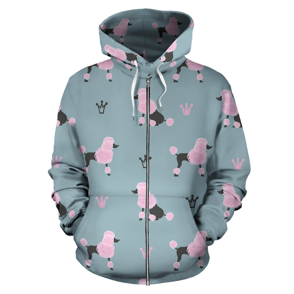 Poodle Dog Pattern Zip Up Hoodie