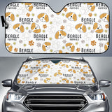 Cute Beagle Dog Pattern Background Car Sun Shade