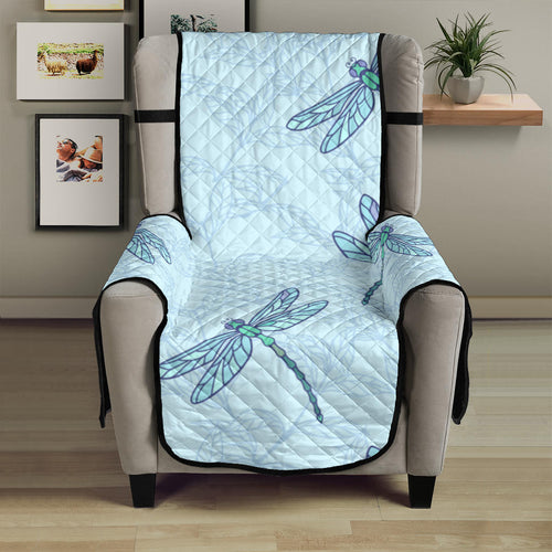 Dragonfly pattern blue background Chair Cover Protector