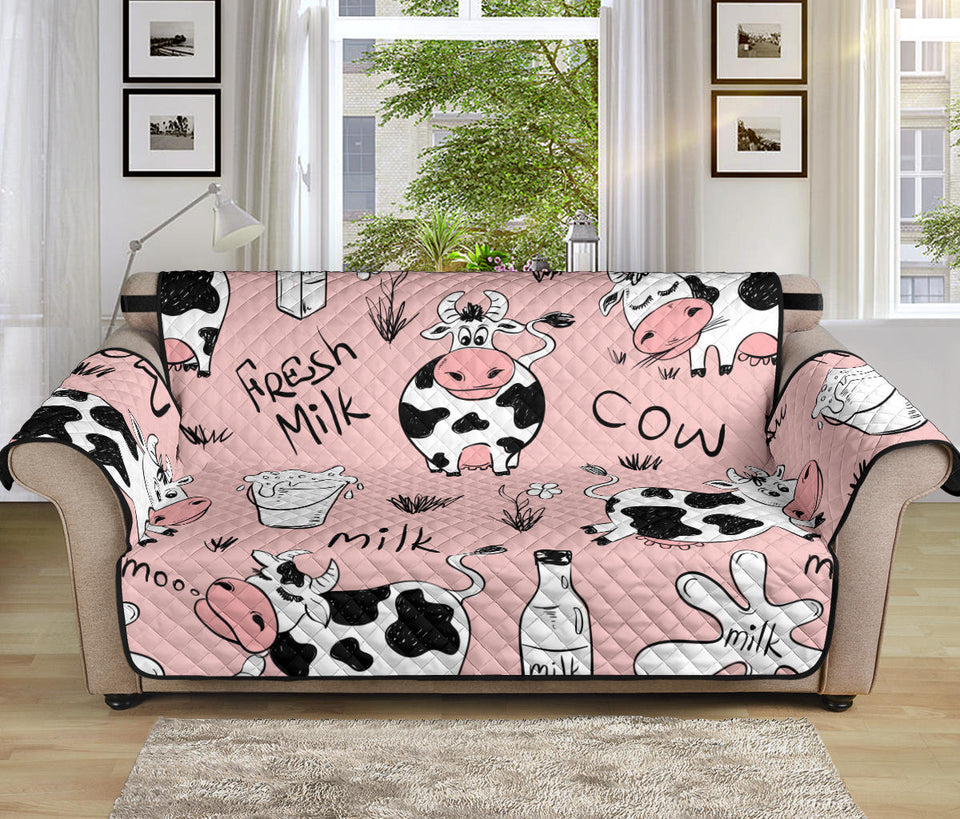 Cows milk product pink background Sofa Cover Protector
