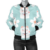 Maneki Neko Lucky Cat Sakura Women'S Bomber Jacket