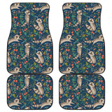 Raccoon Tropical Leaves Pattern Front And Back Car Mats