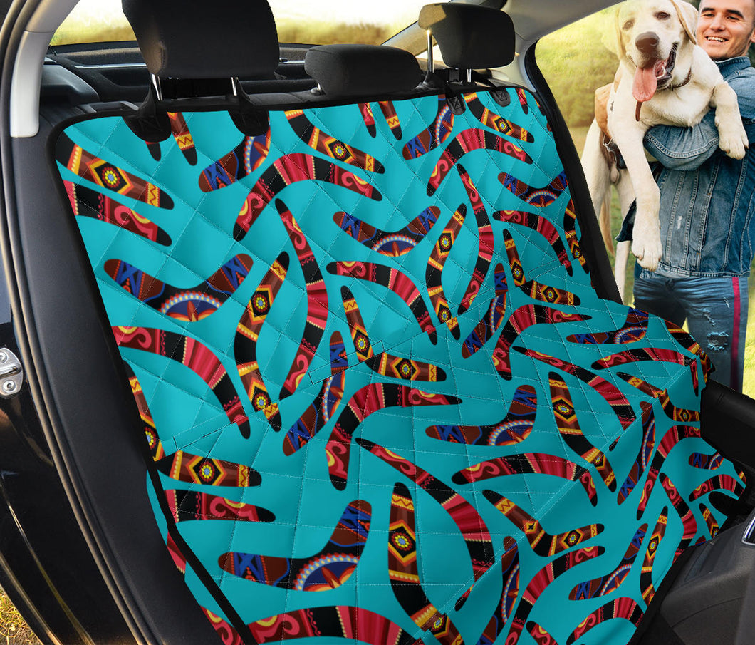 Boomerang Australian Aboriginal Ornament Blue Background Dog Car Seat Covers