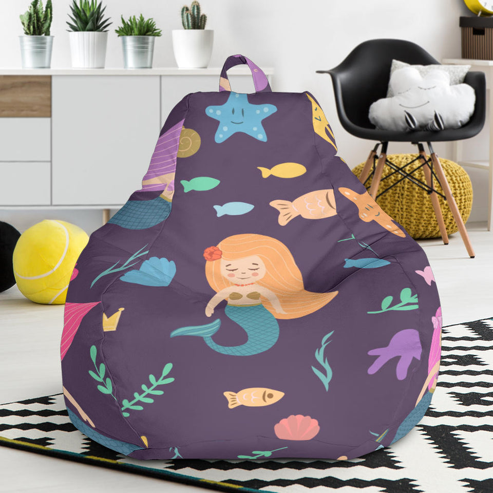 Beautiful Mermaid Fish Jellyfish Algae Other Marine World Bean Bag Cover