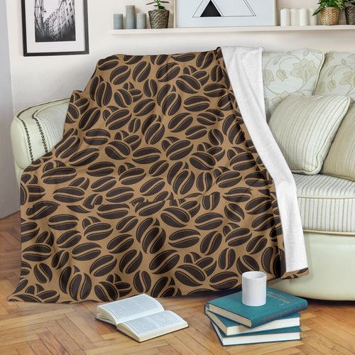 Coffee Bean On Brown Background Premium Blanket