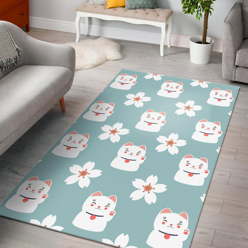 Maneki Neko Lucky Cat Sakura Area Rug
