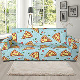 Hand Drawn Pizza Blue Background Sofa Slipcover