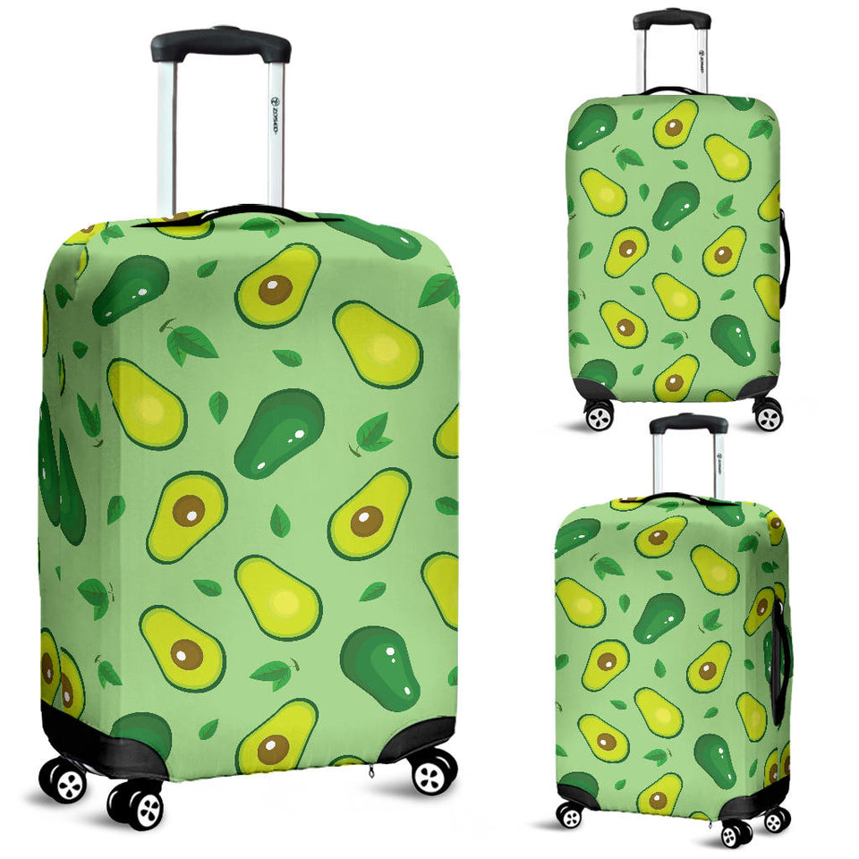 Avocado Pattern Green Background Luggage Covers