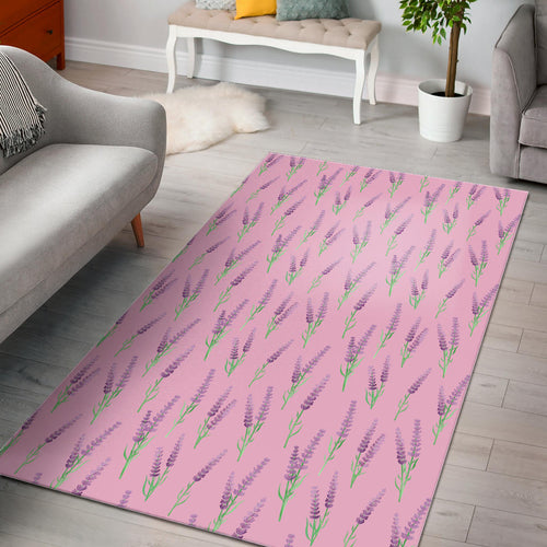 Lavender Pattern Pink Background Area Rug