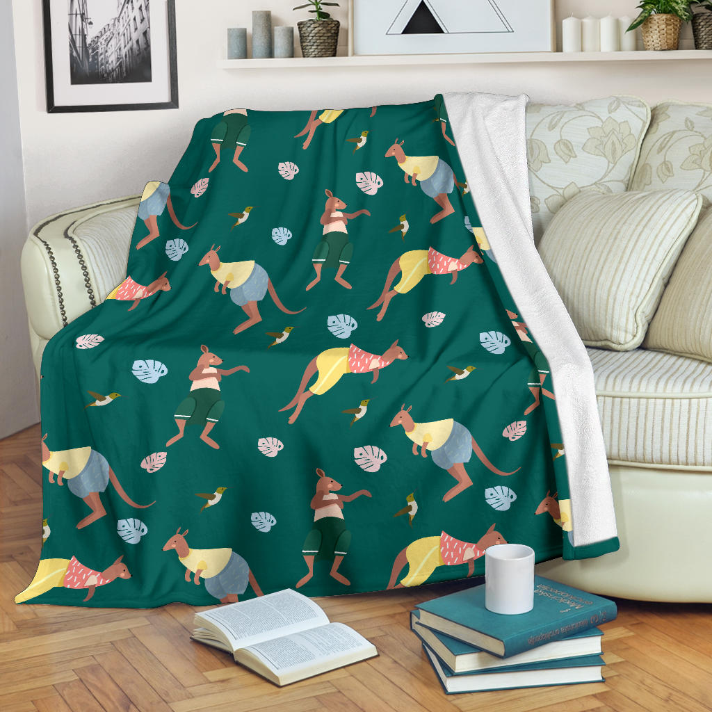 Kangaroo Leaves Pattern Premium Blanket