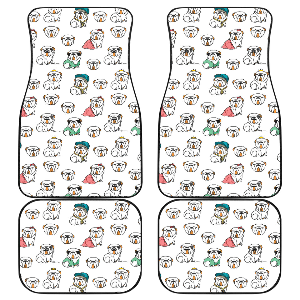 English Bulldog Pattern Print Design 03 Front and Back Car Mats