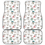 English Bulldog Pattern Print Design 03 Front and Back Car Mats