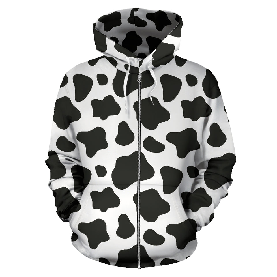 Cow Skin Pattern Zip Up Hoodie