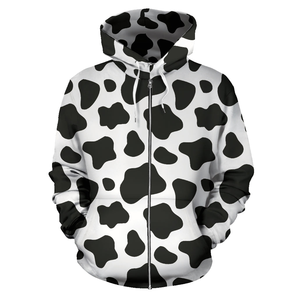 Cow Skin Pattern Zip Up Hoodie