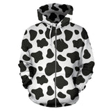 Cow Skin Pattern Zip Up Hoodie
