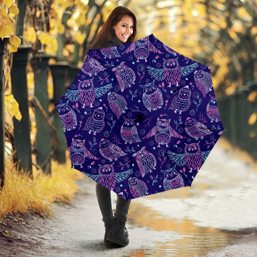 Cute Owls Pattern Boho Style Ornament Umbrella